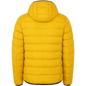 Manteau à capuche jaune pour homme, coupe classique, vêtement d'extérieur décontracté pour l'hiver, couleur unie, polyester, fermeture éclair, léger, doux, avec poches - Product Image 2