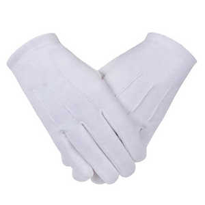 Gants en coton blanc de haute qualité en gros, Mitaines cérémonielles maçonniques pour les défilés et les cérémonies - Product Image 3