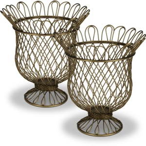 Juego de Macetas de Aluminio Fundido con Pátina Antigua, Diseño Festoneado, para Jardín, Patio, Hotel, Decoración Exterior - Product Image 1