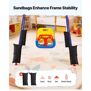 Set Altalena e Salterello 2 in 1 per Bambini con Seduta in Plastica Spessa e Supporto Pieghevole in Metallo Rinforzato, Prodotto 4-in-1 - Product Image 6