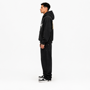 Sweat à capuche zippé surdimensionné personnalisé avec impression foil, 100% coton épais, streetwear homme, graphique réfléchissant, vierge, OEM - Product Image 3