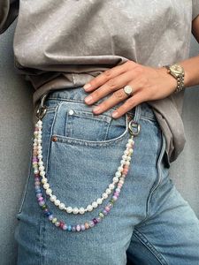 OEM Red Beaded <b>Bow</b> Ribbon Jean Pocket Chain Clover Charm Pants Keychain Waist Ornament <b>Body</b> Jewelry Women Bulk - Product Image 2