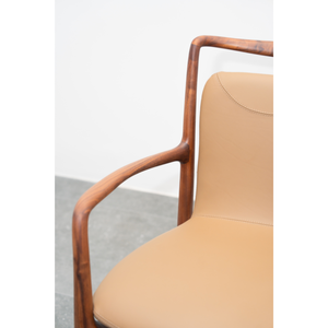 Chaise de salle à manger moderne en bois de noyer, assise rembourrée en cuir pleine fleur de qualité supérieure pour la maison, les restaurants, les hôtels, meubles PISANO - Product Image 3