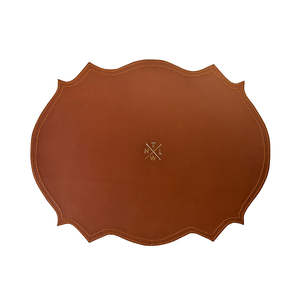 Set de table en cuir végétalien motif feuille de palmier tropicale, irrégulier, écologique et imperméable pour une ambiance de luxe - Product Image 1