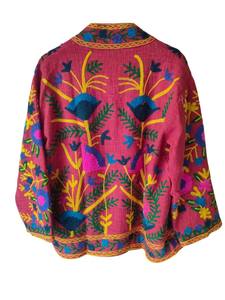 Chaqueta de Mujer Ecológica, Transpirable, de Secado Rápido, Antiarrugas, Acolchada de Algodón, Kantha Sanganeri Jaipuri, Otoño Invierno, Floral - Product Image 3