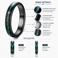 Bague en carbure de tungstène avec incrustation d'opale concassée Galaxie, alliance pour hommes et femmes, vente en gros, personnalisée, 8 mm, noire facettée