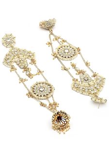 Pendientes de Perlas de Imitación Indias Tradicionales Vintage de Moda para Mujer al por Mayor, Diseño Oxidado, Chapados en Oro, con Cristales - Product Image 2