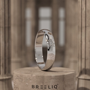 แหวนทองคำแท้ 14K ประดับเพชรแล็บโกรว์ทรงดาว ดีไซน์เรียบหรู พร้อมวงแหวนเพชรสลักลาย สำหรับทั้งชายและหญิง เหมาะสำหรับสวมใส่เป็นแหวนแต่งงานหรือแหวนซ้อนกันได้ - Product Image 1