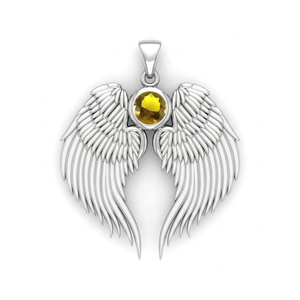 Blue Quartz Angel Wing Birthstone Pendant Rose Gold Plated with Round Blue Quartz Stone 3 cm Wing Charm <b>Necklace</b> Jewelry - Product Image 4