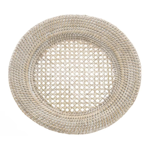 Assiette de présentation en rotin style bohème pour la mise en table, faite à la main, en fibres naturelles, ronde, pour la vente en gros - Product Image 3