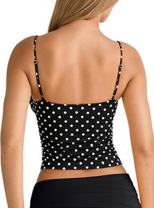 <b>Women's</b> <b>Black</b> Solid O-Neck <b>Tank</b> <b>Top</b> Sexy Club Style Regular Length Breathable Front Logo Knitted Crop <b>Top</b> - Product Image 4