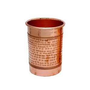Pure Copper Glass Embossed Diamond Mesh Water Tumbler <b>Straw</b> Eco-Friendly Large Capacity Drinking <b>Cup</b> for Ayurveda Health - Product Image 5