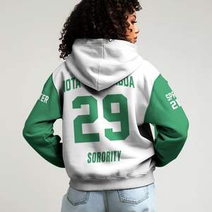 Sudadera con Capucha de la Hermandad Iota Phi Lambda, Blanca y Verde Esmeralda, Personalizada con el Año de la Fundación 1929, para Mujer - Product Image 2
