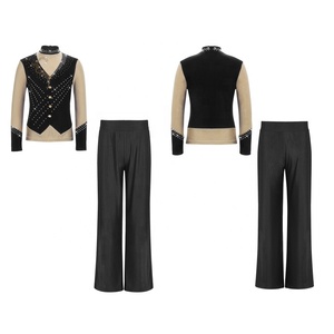 Conjunto de 2 Piezas de Trajes de Danza Contemporánea para Niños de 6 a 16 Años, para Competiciones, Sesiones de Entrenamiento, Patinaje Artístico sobre Hielo, Top con Pantalones - Product Image 2