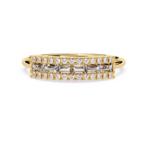 แหวนเพชรทองคำแท้ 14k คลาสสิก ประดับเพชรทรงบาแกตต์และทรงกลม เพชรเลี้ยงในห้องปฏิบัติการ แหวนแต่งงานคลาสสิก ของขวัญสำหรับเธอ - Product Image 1