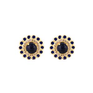 Mancuernillas de Lujo Chapadas en Oro con Cristales Azules Marinos para Hombre, Piedra Redonda, Accesorios Formales para Camisa, Regalo de Boda, Negocios, Diseño Exclusivo - Product Image 6