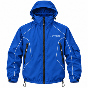 Black Custom Logo <b>Men</b>’s Hooded Windbreaker <b>Jacket</b> <b>Lightweight</b> Windproof Outdoor Windbreaker <b>Jacket</b> With Reflective Piping - Product Image 5