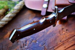 Cuchillo Bowie Profesional de Acero de Damasco con Hoja Fija para Caza al Aire Libre, Mango de Madera de Palisandro, Forma de Hoja Drop Point, Garantía de 3 Años, OEM - Product Image 3