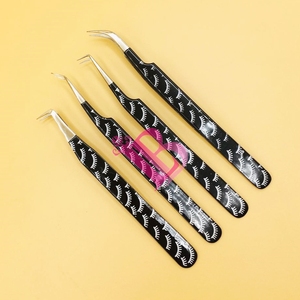แหนบต่อขนตาสีดำสีเงินแบบยั่งยืนแหนบต่อขนตาเคลือบด้วยกระดาษ - Product Image 1