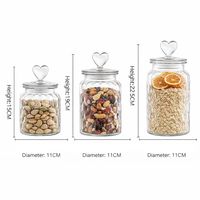 Frasco de Vidrio Grabado Personalizado de 650ml, 950ml, 1350ml con Tapa en Forma de Corazón, Frasco de Vidrio para Alimentos Secos, Suministro de Fábrica OEM