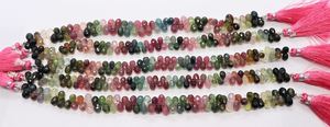 Natural Multi Tourmaline Faceted Teardrop Shape <b>Beads</b> 5x7-6x8MM Multi <b>Color</b> Tourmaline Drop <b>Beads</b> 8 Inch Multi Tourmaline <b>Beads</b> - Product Image 3