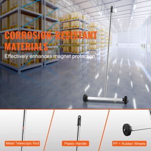 Spazzatrice Magnetica Mini da 17 Pollici con Ruote, Capacità 10 Libbre, Manico Regolabile, Leggera, Manuale, per Raccolta Rifiuti - Product Image 5