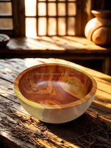 Tazón de Madera de Ciruelo Rústico Hecho a Mano, Decoración Rústica para el Hogar, Productos de Alta Demanda, Ecológicos y Sostenibles para la Cocina - Product Image 6