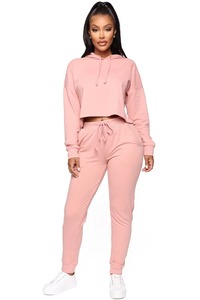 Ensemble de survêtement à capuche pour femmes, pantalon de jogging long avec poches, coupe ample décontractée, couleur unie, vêtements d'automne, matière en coton respirant - Product Image 4