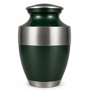 Urna Funeraria de Esmalte Personalizable Estilo Americano en Color Marrón Plateado con Adhesivo para Foto Conmemorativa para Cenizas Humanas - Product Image 3