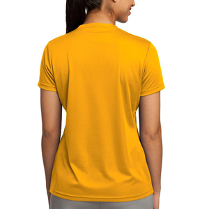 เสื้อยืดคอกลมแขนสั้นสีดำล้วนสำหรับผู้หญิง ทรงเข้ารูป ผ้าเจอร์ซีย์แห้งเร็ว ใส่ได้ทุกฤดู สวมใส่สบายๆ - Product Image 5
