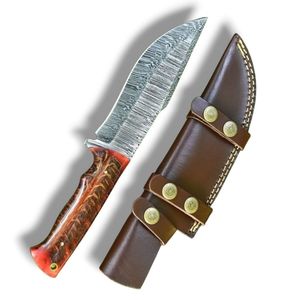 Couteaux de chasse en acier damas cuivré faits à la main, couteaux de survie de camping haut de gamme à lame fixe avec motif décoratif - Product Image 2