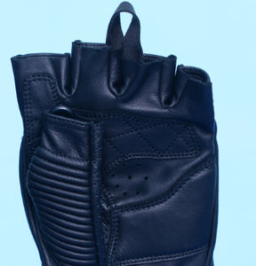 Gants de moto en cuir sans doigts pour homme avec protection rigide des articulations, respirants, demi-doigts, équipement de moto pour homme - Product Image 2