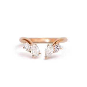 Anillos Abiertos Modernos con Diamantes Cultivados en Laboratorio, Forma de Pera, Redondos y Ovalados, Apilables, con Engaste de Garras, de Lujo, para Uso Diario, en Oro Sólido de 14K y 18K - Product Image 5