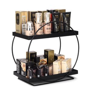 Étagère de rangement à 2 niveaux en métal pour comptoir, plateau décoratif pour vanité, rangement de maquillage et cosmétiques, étagère à épices de cuisine, support de rangement pour salle de bain - Product Image 3