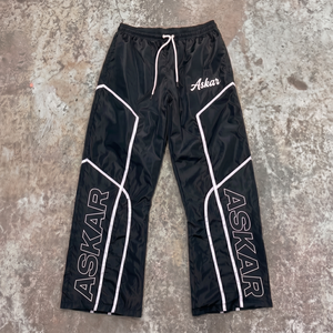 Pantalon de survêtement noir pour homme Askar, taille élastique avec cordon de serrage, imprimé lettres, style sportif, léger, en polyester, pour l'été - Product Image 1