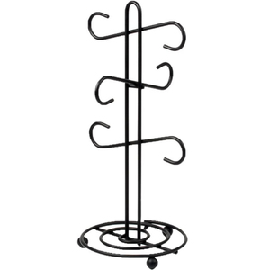 Retro Metal Mug Holder Stand With Curved Hooks For Kitchen Countertop <b>Storage</b> Rack Single Tier Durable Design - Product Image 6