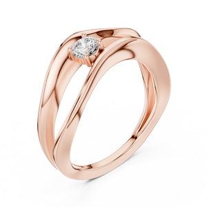 Anillo de Oro Rosa con Diamante Cultivado en Laboratorio, Diseño Trenzado, para Mujer |   Anillo de Compromiso Moderno y Minimalista, Regalo de Boda - Product Image 1