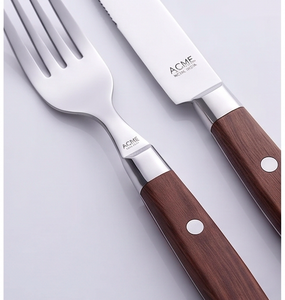 Ensemble de couverts élégants avec manche en bois, acier inoxydable poli miroir, pour la maison, la cuisine, la salle à manger, les restaurants et les occasions spéciales - Product Image 2