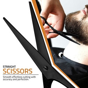 Ciseaux de coiffure professionnels en acier inoxydable, lame tranchante, manche en acier inoxydable, pour droitiers, manche long noir, salon de coiffure - Product Image 5