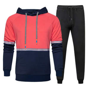 Conjunto Deportivo Personalizado para Hombre, Estilo Color Block, Sudadera con Capucha Raglán, Pantalones Jogger Oversize, Dos Piezas, Ropa Deportiva Informal de Felpa - Product Image 3