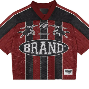 Custom Full Print Streetwear American <b>Retro</b> <b>Football</b> Jersey High Quality Sublimation Mesh Boxy Cropped Rugby Men's Short Sleeve - Product Image 1