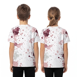 T-shirt unisexe pour enfants à imprimé coloré par sublimation, hauts décontractés à manches courtes et col rond, vêtements pour enfants, fournisseur en gros - Product Image 2