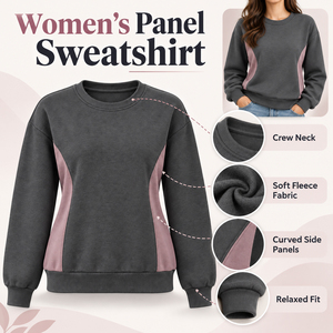 Sweat-shirt pour femme de haute qualité avec empiècements contrastants sur les côtés, épaules tombantes, poignets côtelés, pull décontracté d'hiver, marque privée - Product Image 6