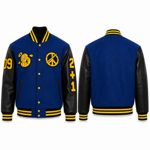 Blouson universitaire vintage pour homme OEM, personnalisé avec logo brodé et design patchwork sur le devant, idéal pour l'hiver - Product Image 1