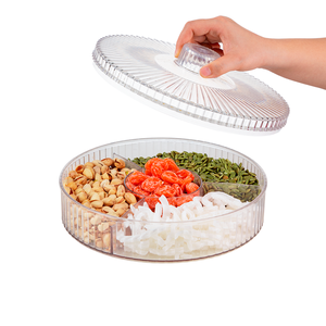 Plateau à bonbons rond Hokori à 4 compartiments, plat de service en plastique vierge pour collations, fruits secs et décoration de Tet - Product Image 4