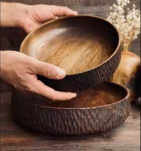 Bol de service en bois Bol en bois artisanal Bol à fruits en bois - Product Image 4