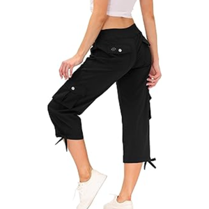 Pantalones Capri Cargo para Mujer, Ecológicos, Lavados, Estilo Urbano, Sólidos, Ligeros, de Secado Rápido, Casuales para Exteriores, con Bolsillos - Product Image 6