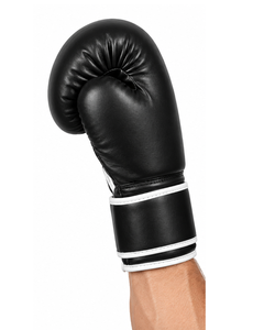 Gants de boxe en PU noir avec sangle de poignet en velcro pour le sparring, gants de Sanda 10oz et 12oz, gants de boxe en cuir véritable avec logo personnalisé - Product Image 5