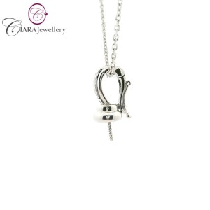 Pendentif en or blanc/jaune massif 18K AU750 de style classique avec réglage de perle de diamant naturel cadeau d'usine direct - Product Image 2
