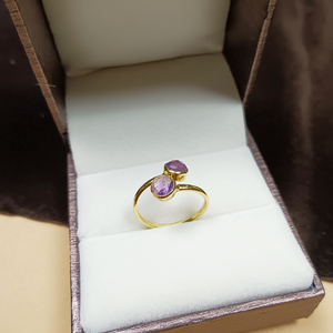 Natural Amethyst Round Faceted <b>Adjustable</b> <b>Ring</b> Handmade Birthstone Plain Band Wholesale Jewelry - Product Image 1